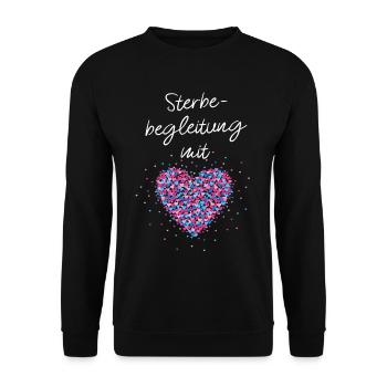 Sterbebegleitung mit Herz Fachangestellte Hospiz - Unisex Pullover - Schwarz - Vorne - Alina (178cm) & Michal (187cm)