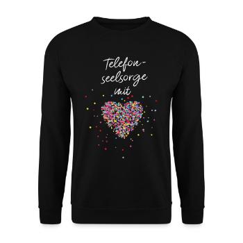 Telefonseelsorge mit Herz Freiwilligen Dienst - Unisex Pullover - Schwarz - Vorne - Alina (178cm) & Michal (187cm)
