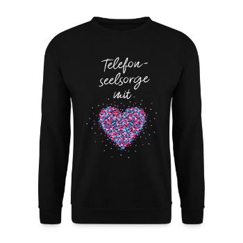 Telefonseelsorge mit Herz Freiwilligen Helferin - Unisex Pullover - Schwarz - Vorne - Alina (178cm) & Michal (187cm)