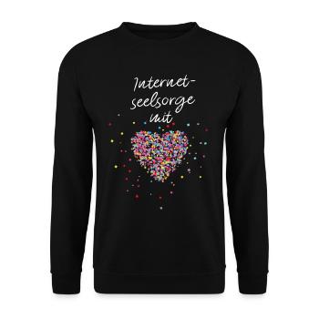 Internetseelsorge mit Herz Psychologin Ehrenamt - Unisex Pullover - Schwarz - Vorne - Alina (178cm) & Michal (187cm)