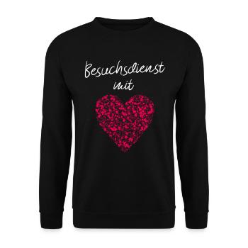 Besuchsdienst mit Herz Altersheim Pflegebedürftig - Unisex Pullover - Schwarz - Vorne - Alina (178cm) & Michal (187cm)