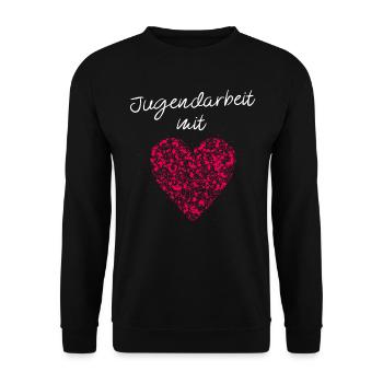 Jugendarbeit mit Herz Jugendgruppenleiter - Unisex Pullover - Schwarz - Vorne - Alina (178cm) & Michal (187cm)