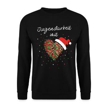 Jugendarbeit mit Herz Jugendgruppe Weihnachtsmotiv - Unisex Pullover - Schwarz - Vorne - Alina (178cm) & Michal (187cm)