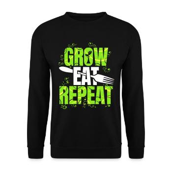 Grow Eat Repeat Vegetarian Vegan - Unisex Pullover - Schwarz - Vorne - Alina (178cm) & Michal (187cm)