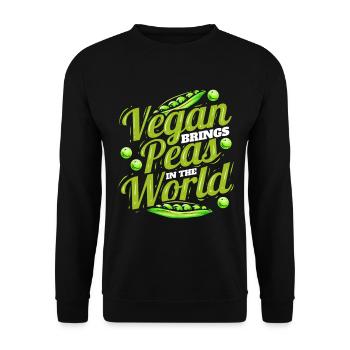 Vegan Brings Peas Into The World - Peace If You - Unisex Pullover - Schwarz - Vorne - Alina (178cm) & Michal (187cm)