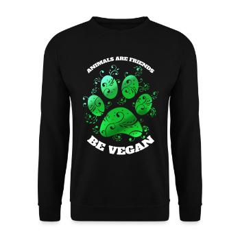 Green Paw - Animals Are Friends - Vegetarians Go - Unisex Sweatshirt - black - Front - Alina (178cm) & Michal (187cm)
