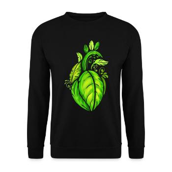 Heart Of Green Leaves - Vegetarian - Go Vegan - Unisex Sweatshirt - black - Front - Alina (178cm) & Michal (187cm)
