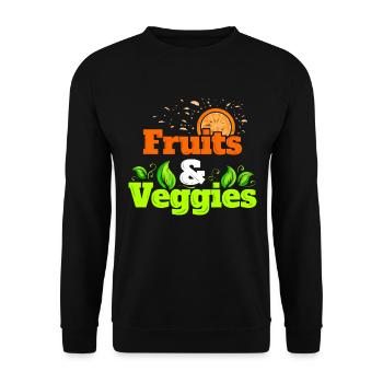I Love Fruits And Veggies - Vegetarian - Go Vegan - Unisex Pullover - Schwarz - Vorne - Alina (178cm) & Michal (187cm)
