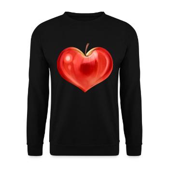 Apple In Heart Shape - Vegetarian - Go Vegan - Unisex Pullover - Schwarz - Vorne - Alina (178cm) & Michal (187cm)