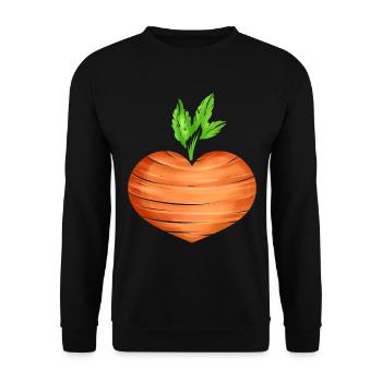 Carrot In Heart Shape - Vegetarian - Go Vegan - Unisex Pullover - Schwarz - Vorne - Alina (178cm) & Michal (187cm)