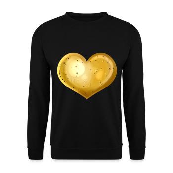 Potato In Heart Shape - Vegetarian - Go Vegan - Unisex Pullover - Schwarz - Vorne - Alina (178cm) & Michal (187cm)
