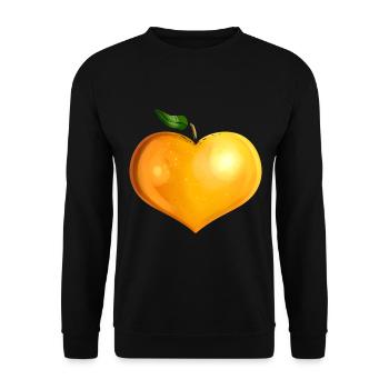 Orange In Heart Shape - Vegetarian - Go Vegan - Unisex Pullover - Schwarz - Vorne - Alina (178cm) & Michal (187cm)
