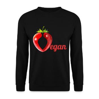Fraise formant la lettre V pour végétalien - Sweat-shirt Unisexe - noir - Devant - Alina (178cm) & Michal (187cm)
