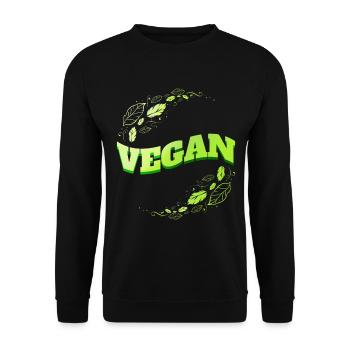 Green Leaves Logo - Go Vegan - Unisex Pullover - Schwarz - Vorne - Alina (178cm) & Michal (187cm)