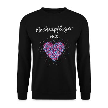 Kirchenpfleger mit Herz Evangelische Kirche - Unisex Pullover - Schwarz - Vorne - Alina (178cm) & Michal (187cm)