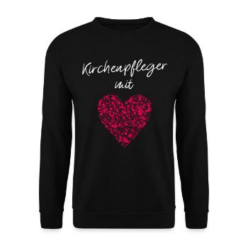 Kirchenpfleger mit Herz Katholisch Kirche Ehrenamt - Unisex Pullover - Schwarz - Vorne - Alina (178cm) & Michal (187cm)