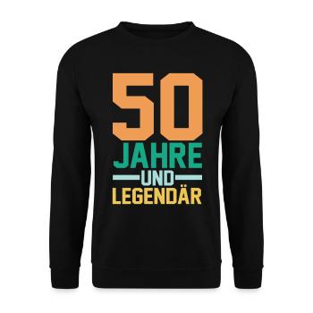 Fünfzig 50 Jahre Fünfzigster Geburtstag - Unisex Pullover - Schwarz - Vorne - Alina (178cm) & Michal (187cm)