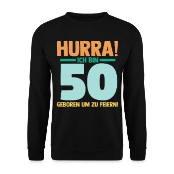 Fünfzig 50 Jahre Fünfzigster Geburtstag - Unisex Pullover - Schwarz - Vorne - Alina (178cm) & Michal (187cm)