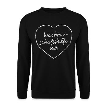 Nachbarschaftshilfe mit Herz Nachbar Ehrenamtliche - Unisex Pullover - Schwarz - Vorne - Alina (178cm) & Michal (187cm)