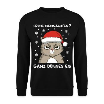 Anti Weihnachten Frohe Weihnachten Ganz Dünnes Eis - Unisex Pullover - Schwarz - Vorne - Alina (178cm) & Michal (187cm)