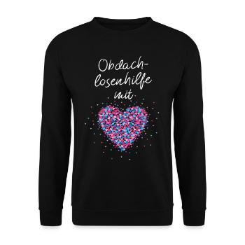 Odachlosenhilfe mit Herz Obdachlose Wohnungslose - Unisex Pullover - Schwarz - Vorne - Alina (178cm) & Michal (187cm)
