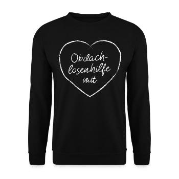 Odachlosenhilfe mit Herz Obdachlosenheim Ehrenamt - Unisex Pullover - Schwarz - Vorne - Alina (178cm) & Michal (187cm)