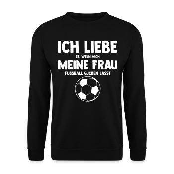Fußballer Fußballmannschaft Fußball - Unisex Pullover - Schwarz - Vorne - Alina (178cm) & Michal (187cm)