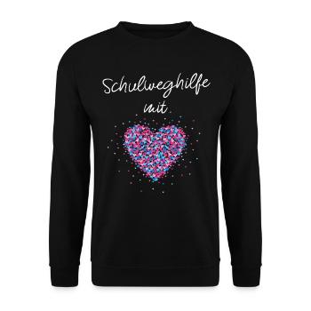 Schulweghilfe mit Herz Verkehrshilfe Verkehr - Unisex Pullover - Schwarz - Vorne - Alina (178cm) & Michal (187cm)