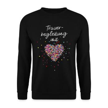 Trauerbegleitung mit Herz Therapeutin Psychologin - Unisex Pullover - Schwarz - Vorne - Alina (178cm) & Michal (187cm)
