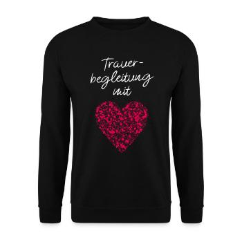 Trauerbegleitung mit Herz Psychotherapeutin - Unisex Pullover - Schwarz - Vorne - Alina (178cm) & Michal (187cm)