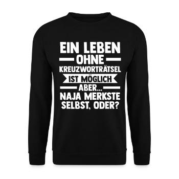 Kreuzworträtsel - Unisex Pullover - Schwarz - Vorne - Alina (178cm) & Michal (187cm)