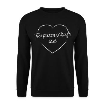 Tierpatenschaft mit Herz Tierheim Pflegestelle - Unisex Pullover - Schwarz - Vorne - Alina (178cm) & Michal (187cm)