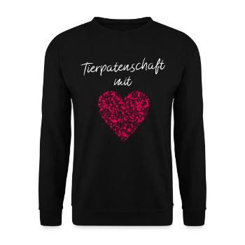 Tierpatenschaft mit Herz Tierschutz Tierschützer - Unisex Pullover - Schwarz - Vorne - Alina (178cm) & Michal (187cm)