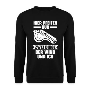 Schiri Unparteiischer Fußball Schiedsrichter - Unisex Pullover - Schwarz - Vorne - Alina (178cm) & Michal (187cm)