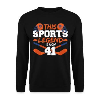 Diese Sport-legende Ist Jetzt 41, Eishockey-spiel - Unisex Pullover - Schwarz - Vorne - Alina (178cm) & Michal (187cm)