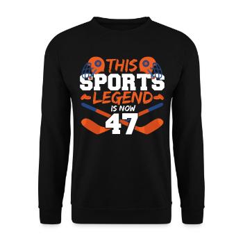 Diese Sport-legende Ist Jetzt 47, Hockey-spiel - Unisex Pullover - Schwarz - Vorne - Alina (178cm) & Michal (187cm)
