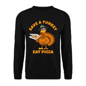 Save a Turkey Eat Pizza Funny Vegan Adult Kids - Sweat-shirt Unisexe - noir - Devant - Alina (178cm) & Michal (187cm)