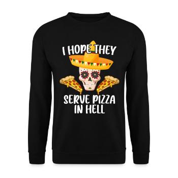 I Hope They Serve Pizza in Hell Funny Halloween - Unisex Sweatshirt - black - Front - Alina (178cm) & Michal (187cm)