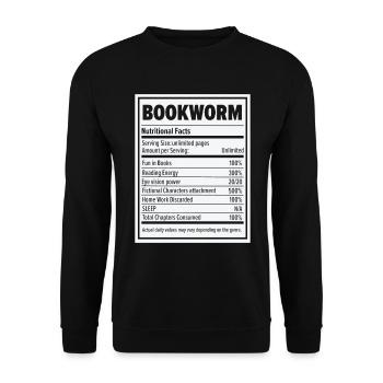 Book Lover Bookworm Nutritional Values Reader - Unisex Sweatshirt - black - Front - Alina (178cm) & Michal (187cm)