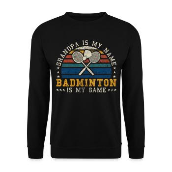 Badminton Grandpa Retro Sunset Badminton Player - Unisex Pullover - Schwarz - Vorne - Alina (178cm) & Michal (187cm)
