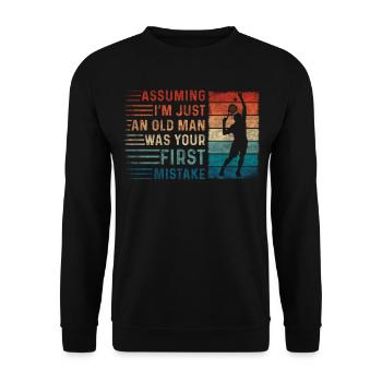 Assuming Im Just An Old Man Mistake Padel - Unisex Sweatshirt - black - Front - Alina (178cm) & Michal (187cm)