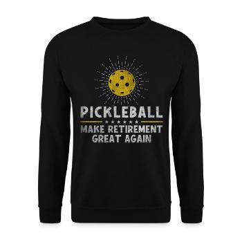 Pickleball Make Retirement Great Again Retiree - Unisex Pullover - Schwarz - Vorne - Alina (178cm) & Michal (187cm)