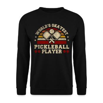Worlds Okayest Pickleball Player Retro Pickleball - Unisex Pullover - Schwarz - Vorne - Alina (178cm) & Michal (187cm)