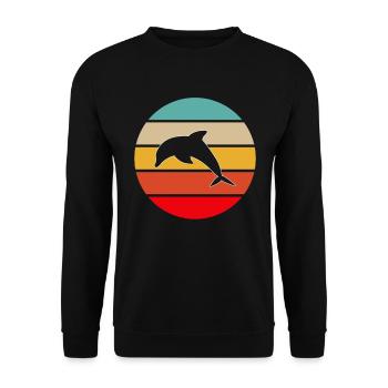 Delfin Retro - Unisex Pullover - Schwarz - Vorne - Alina (178cm) & Michal (187cm)