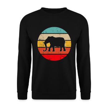 Elefant Retro - Unisex Pullover - Schwarz - Vorne - Alina (178cm) & Michal (187cm)