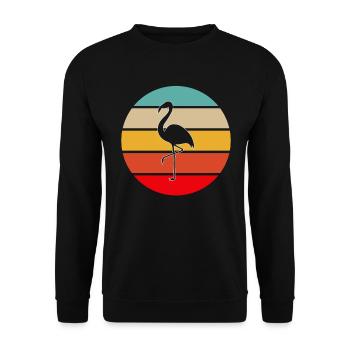 Flamant rose Rétro - Sweat-shirt Unisexe - noir - Devant - Alina (178cm) & Michal (187cm)