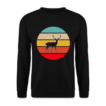 Hirsch Retro - Unisex Sweatshirt - black - Front - Alina (178cm) & Michal (187cm)