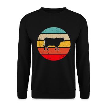 Cow Beef Retro - Unisex Sweatshirt - black - Front - Alina (178cm) & Michal (187cm)