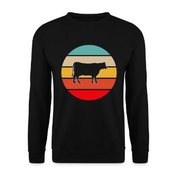 Kuh Rind Retro - Unisex Pullover - Schwarz - Vorne - Alina (178cm) & Michal (187cm)