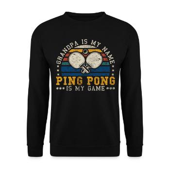 Ping Pong Grandpa Retro Sunset Ping Pong Player - Sweat-shirt Unisexe - noir - Devant - Alina (178cm) & Michal (187cm)